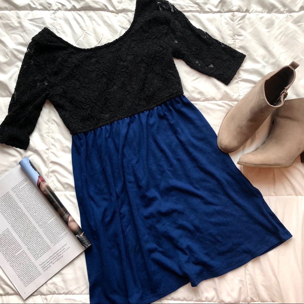 Black & Blue Lace Dress